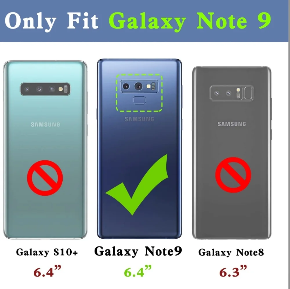 KAPADSON Samsung Galaxy Note 9 Luxury Bling Glitter Black Sparkle with Black Str